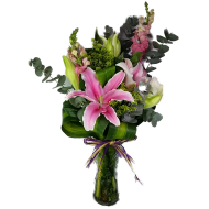 Graceful Harmony Lily Arrangement in Tall Round Vase