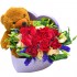 Elegant Romance One Dozen Red Roses with Teddy in Heart Box